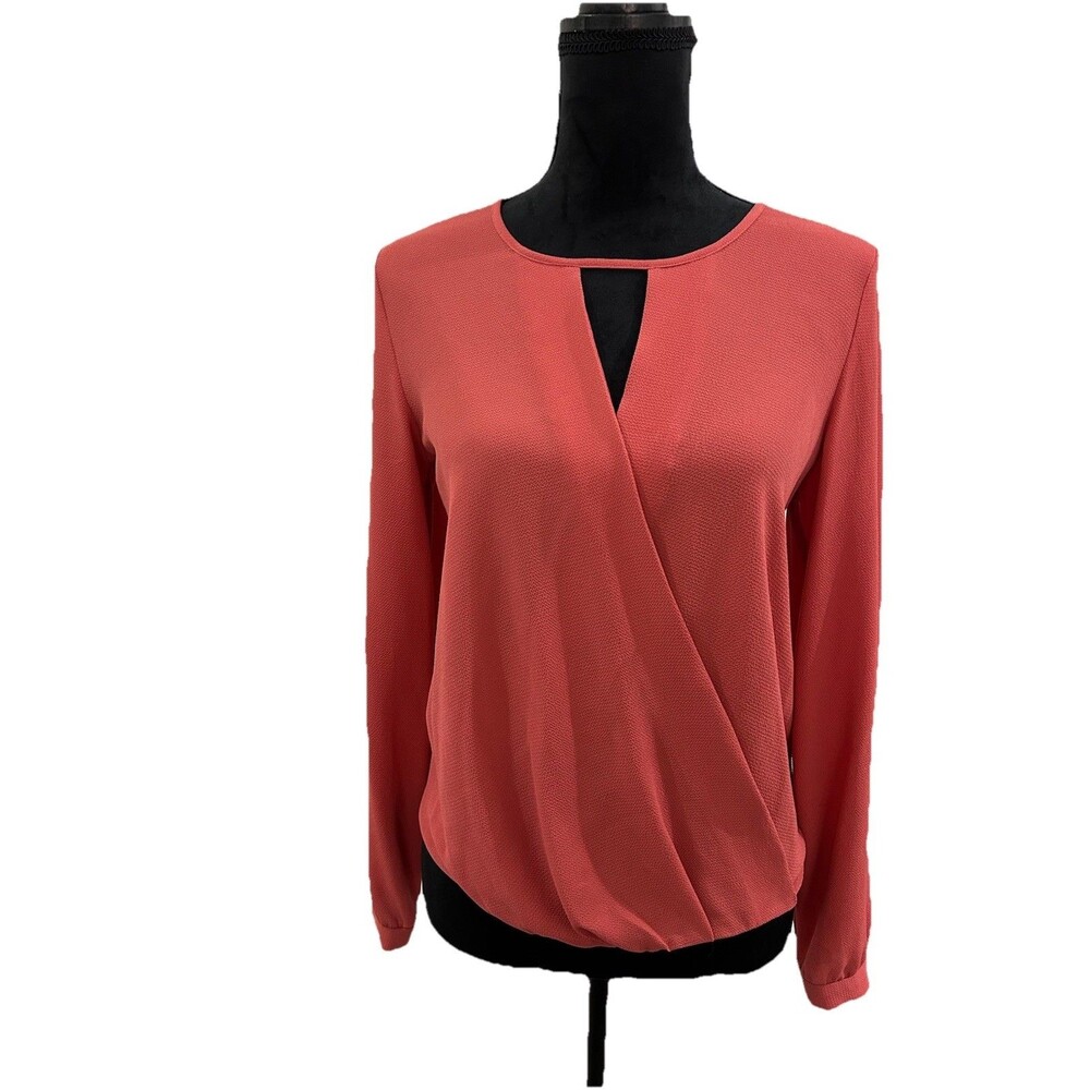 Chelsea 28 Womens XS Top Long Sleeve Wrap-style Salmon color Buttons